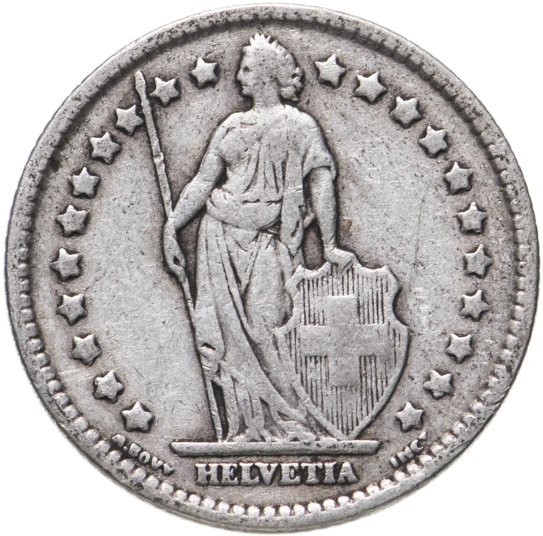 Switzerland Coin Swiss 1 Franc | Helvetia | KM24 | 1875 - 1967