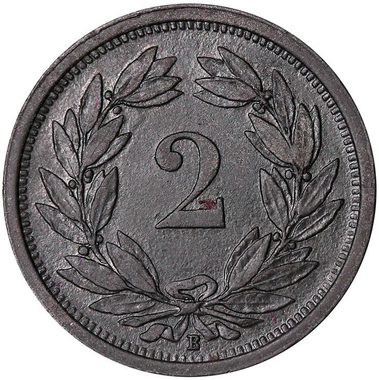 Switzerland Coin Swiss 2 Rappen | Hat | Feather | KM4.2b | 1942 - 1946