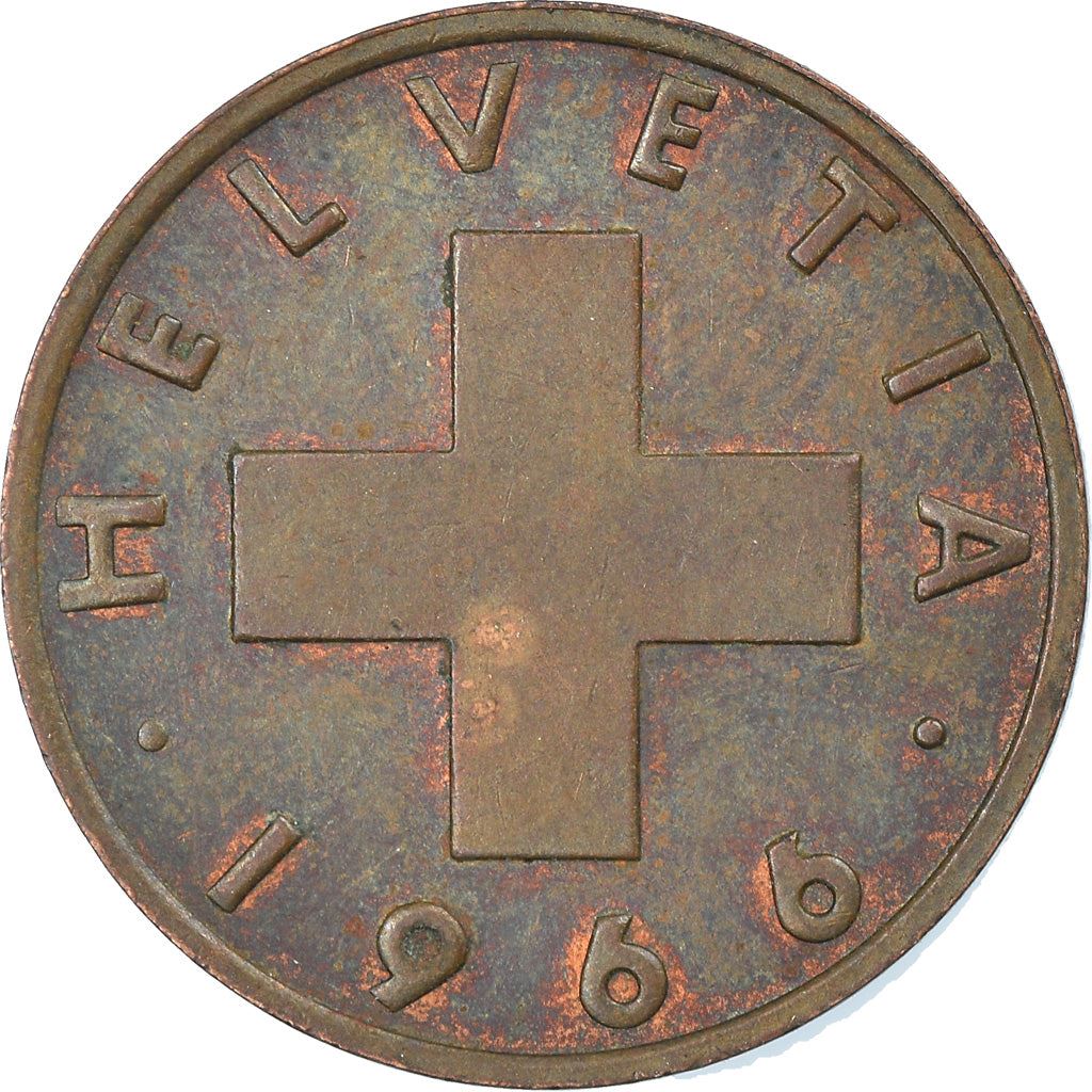 Switzerland Coin Swiss 2 Rappen | Wheat Spike | Swiss Cross | KM47 | 1948 - 1974