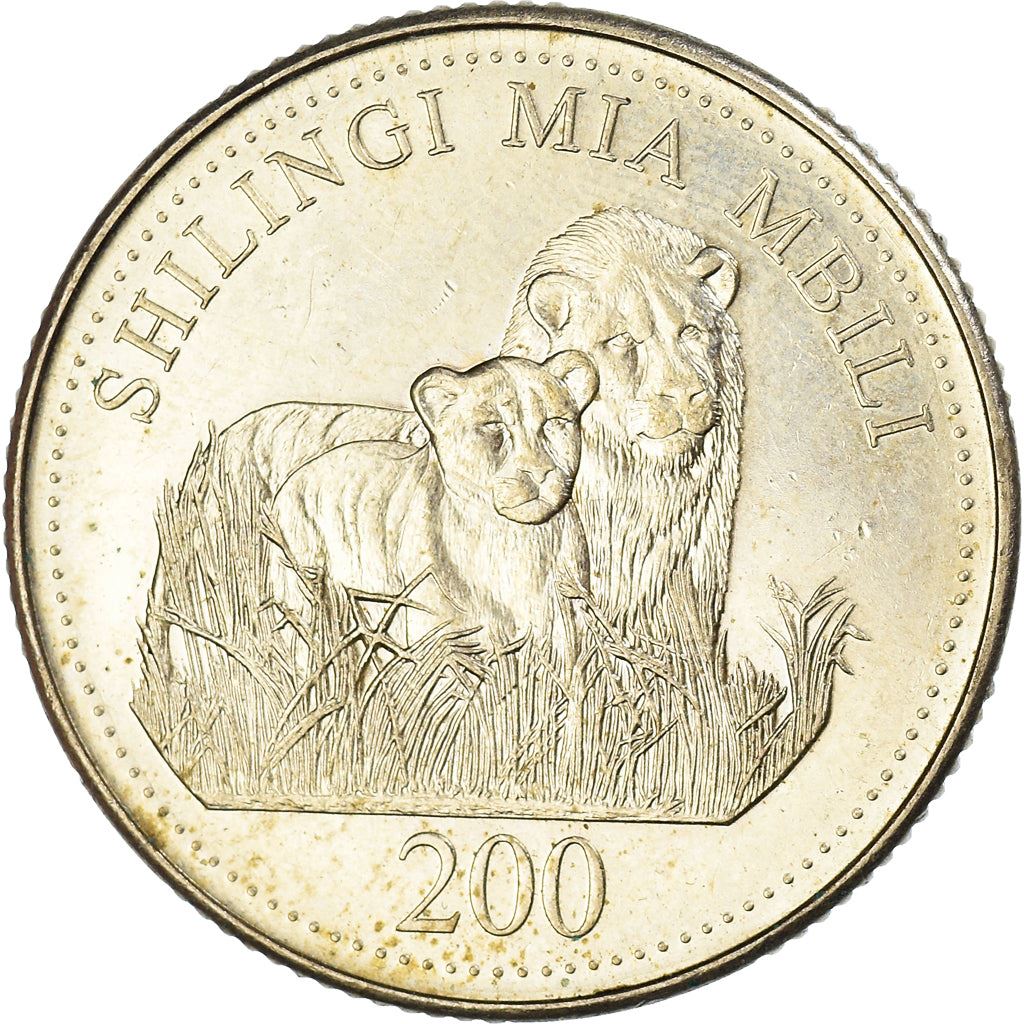 Tanzania | 200 Shilingi Coin | Lions | Km:34 | 1998 - 2014