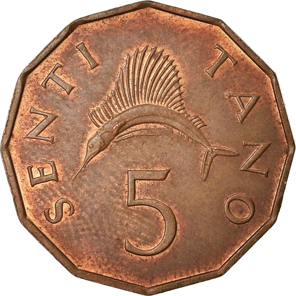 Tanzania | 5 Senti Coin | Sailfish | Km:1 | 1966 - 1984