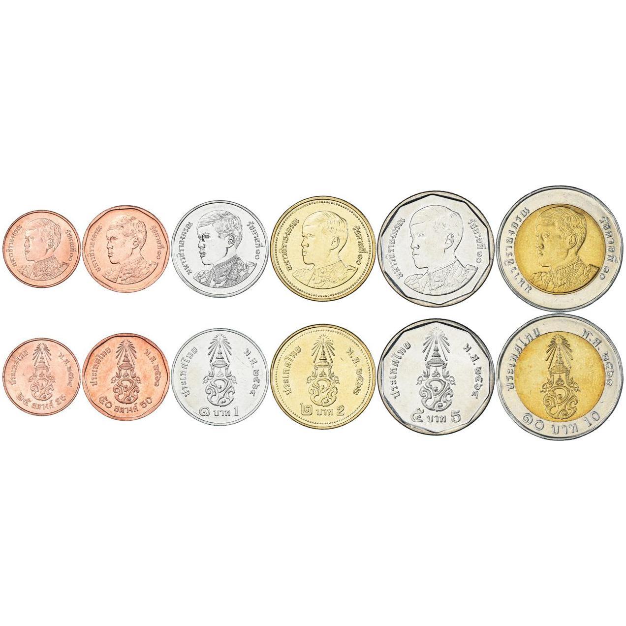 Thailand | 6 Coin Set | 25 50 Satang 1 2 5 10 Baht | 2018 - 2024