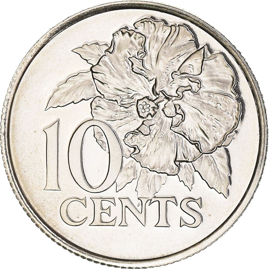 Trinidad and Tobago 10 Cents Coin | Flaming Hibiscus | KM31 | 1976 - 2017