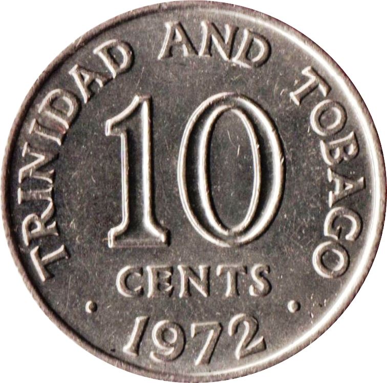 Trinidad and Tobago 10 Cents Coin | Queen Elizabeth II | KM3 | 1966 - 1972