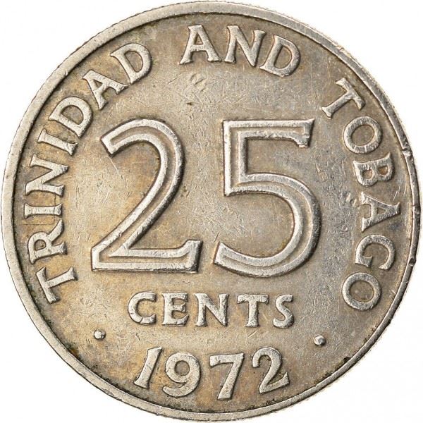 Trinidad and Tobago 25 Cents Coin | Queen Elizabeth II | KM4 | 1966 - 1972