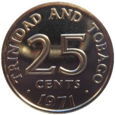 Trinidad and Tobago 25 Cents Coin | Queen Elizabeth II | KM4 | 1966 - 1972