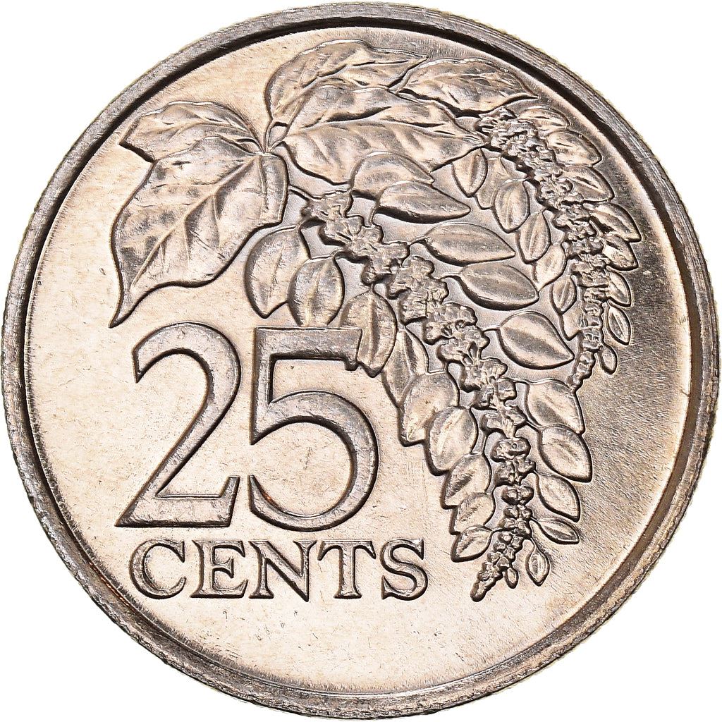 Trinidad and Tobago 25 Cents Coin | Warszewiczia Coccinea | KM32 | 1976 - 2017