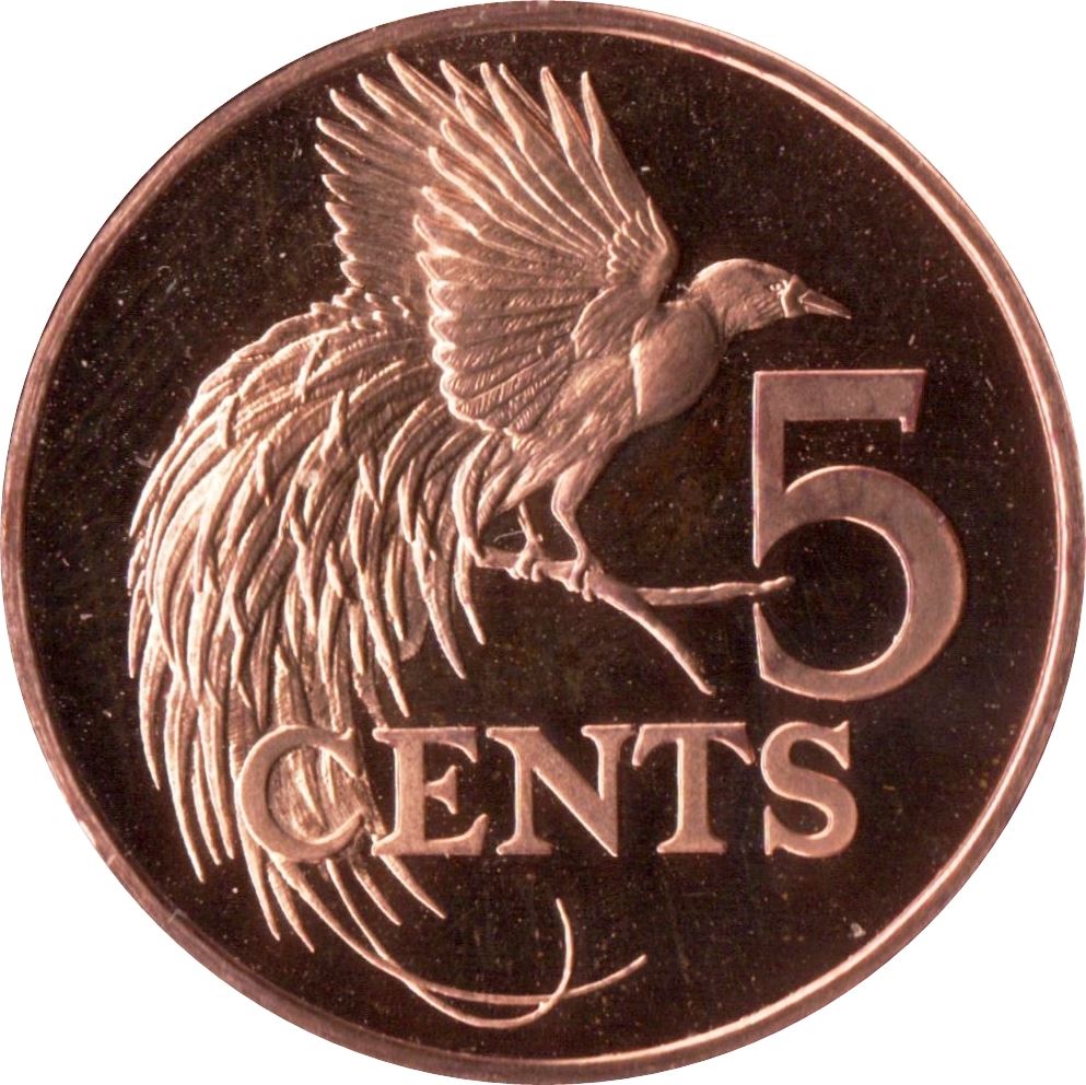 Trinidad and Tobago 5 Cents Coin | Greater Bird of Paradise | KM30 | 1976 - 2017