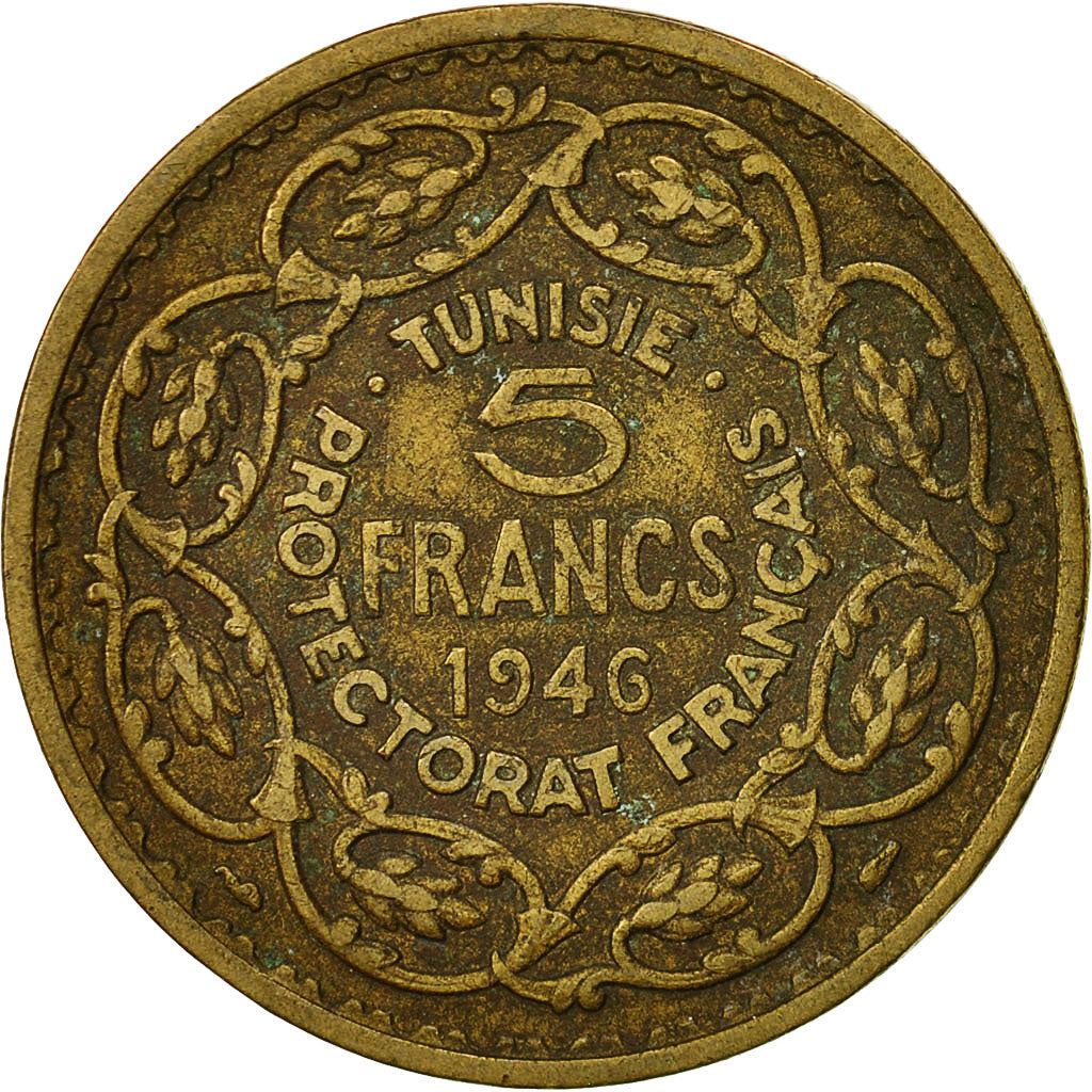 Tunisia | 5 Francs Coin | Muhammad VIII | KM273 | 1946