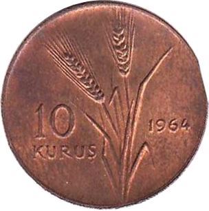 Turkey | 10 Kurus Coin | KM891.3 | 1974