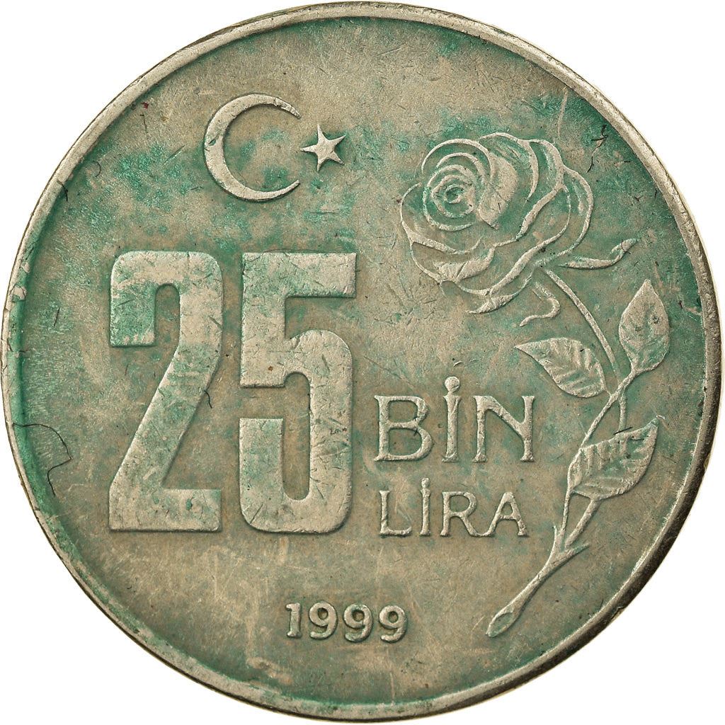 Turkey | 25.000 Lira Coin | Rose | Mustafa Kemal Atatürk | Km:1041 | 1995 - 2000