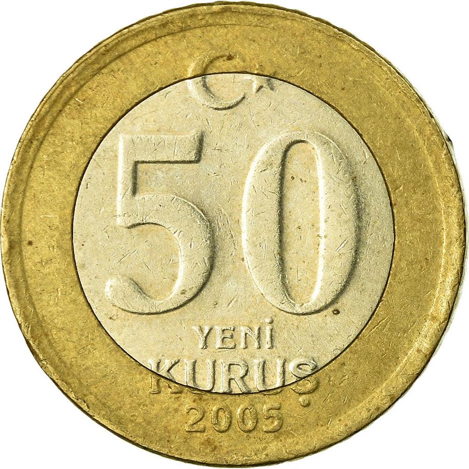 Turkey | 50 New Kurus Coin | Mustafa Kemal Atatürk | Km:1168 | 2005 - 2008