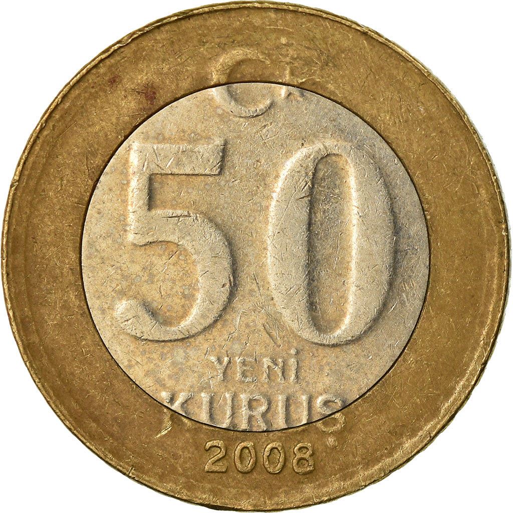 Turkey | 50 New Kurus Coin | Mustafa Kemal Atatürk | Km:1168 | 2005 - 2008