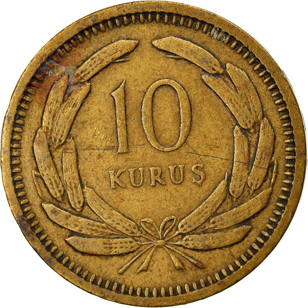 Turkey Coin Turkish 10 Kurus | Istanbul | Moon Star | KM888 | 1949 - 1956