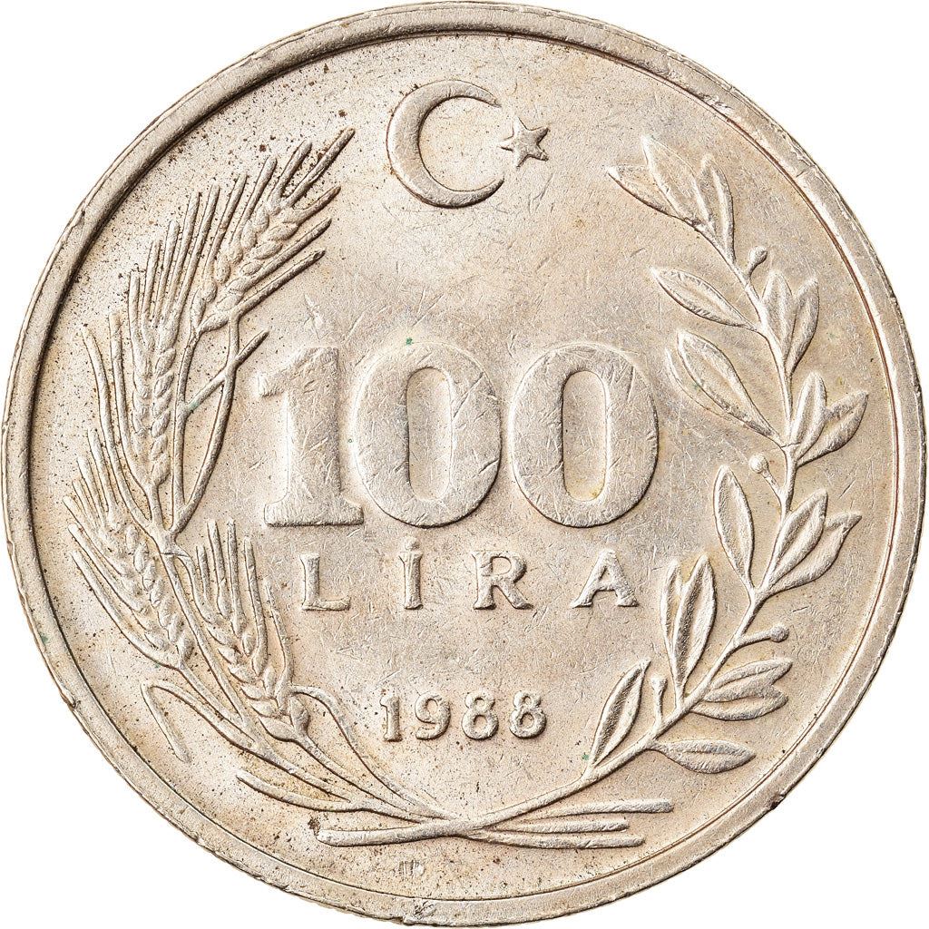 Turkey Coin Turkish 100 Lira | President Mustafa Kemal Ataturk | Moon Star | KM967 | 1984 - 1988