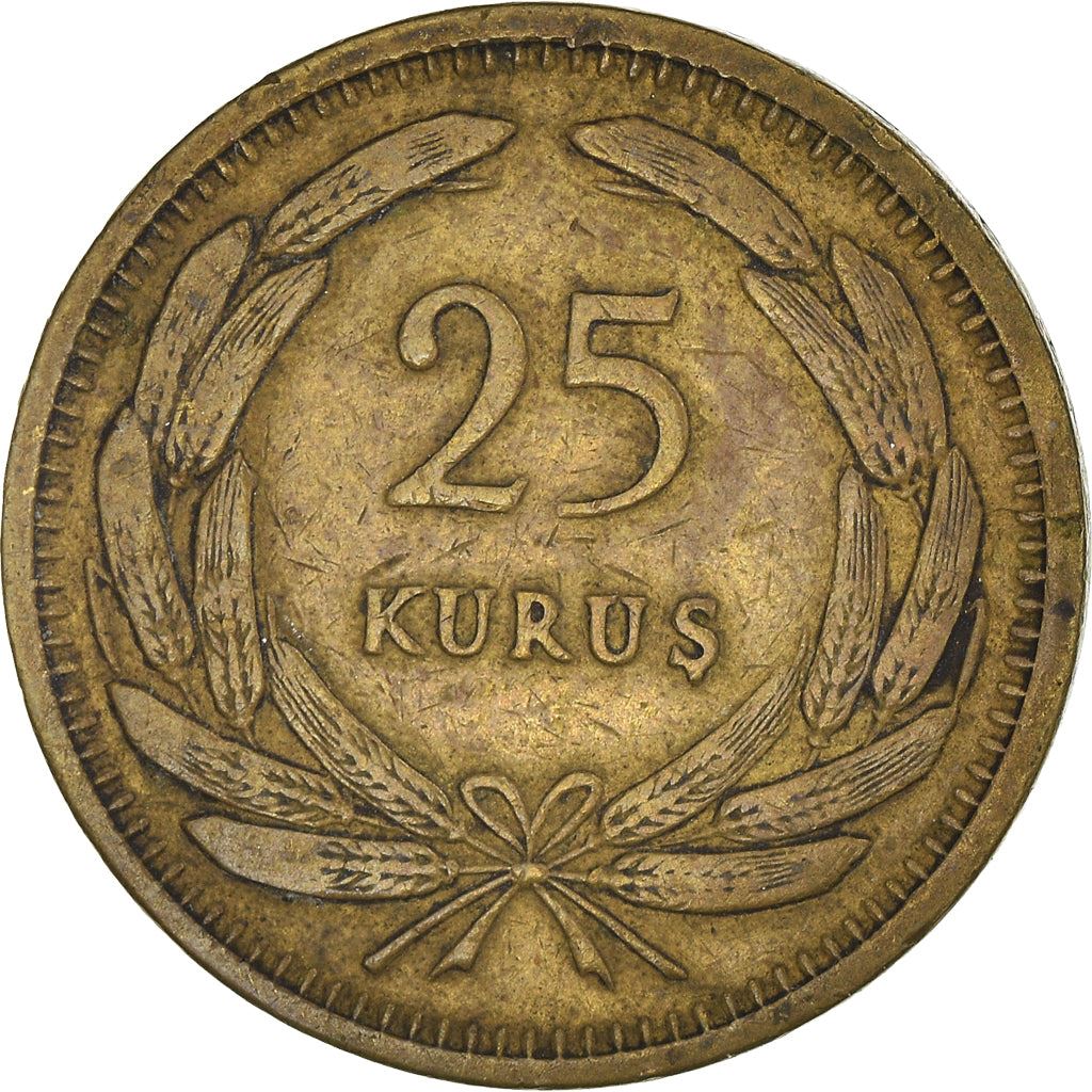 Turkey Coin Turkish 25 Kurus | Moon Star | Istanbul | KM886 | 1948 - 1956