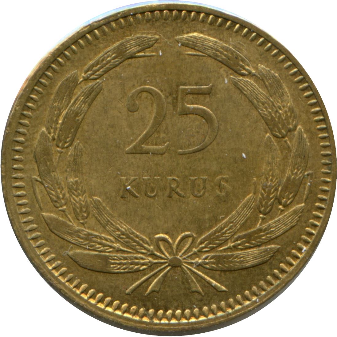 Turkey Coin Turkish 25 Kurus | Moon Star | Istanbul | KM886 | 1948 - 1956