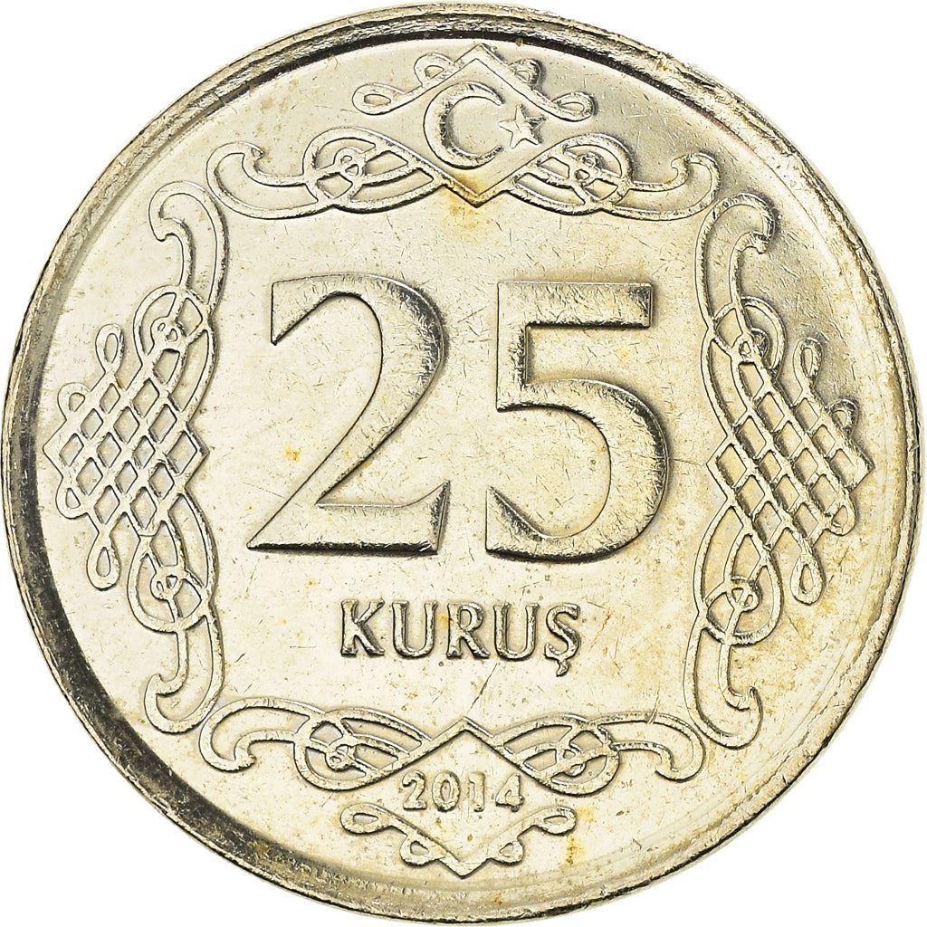 Turkey Coin Turkish 25 Kurus | President Mustafa Kemal Ataturk | Moon Star | KM1242 | 2009 - 2021