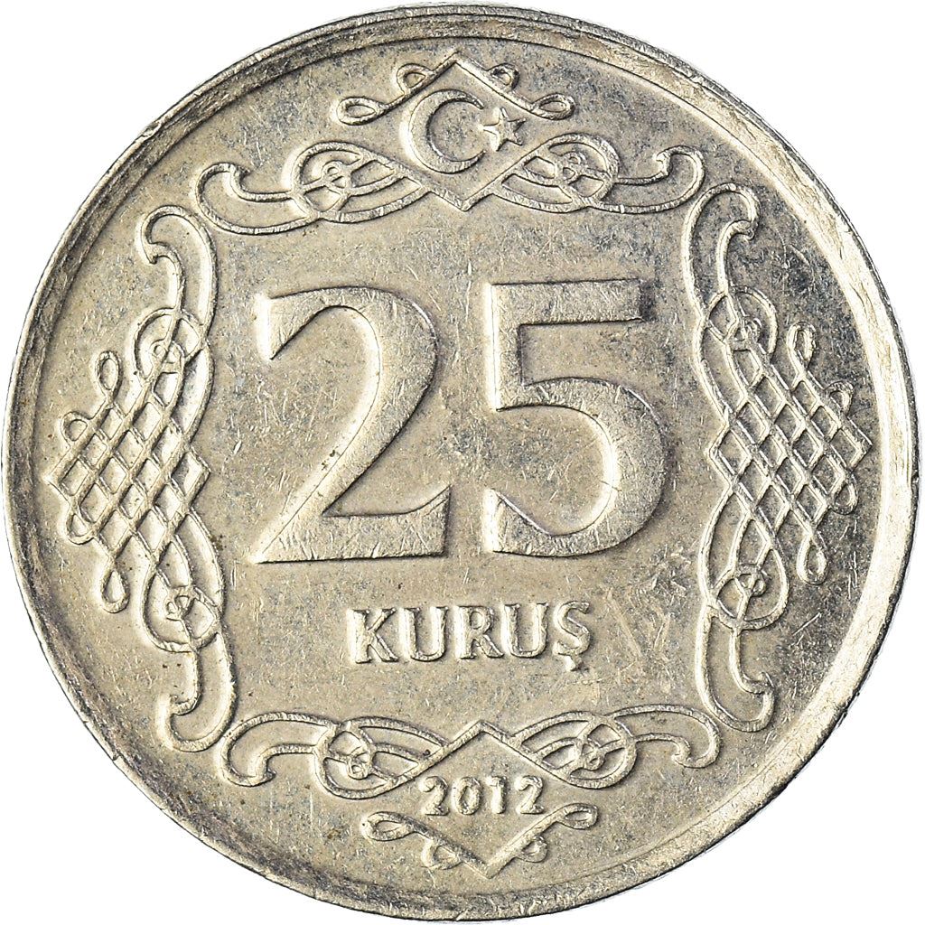 Turkey Coin Turkish 25 Kurus | President Mustafa Kemal Ataturk | Moon Star | KM1242 | 2009 - 2021