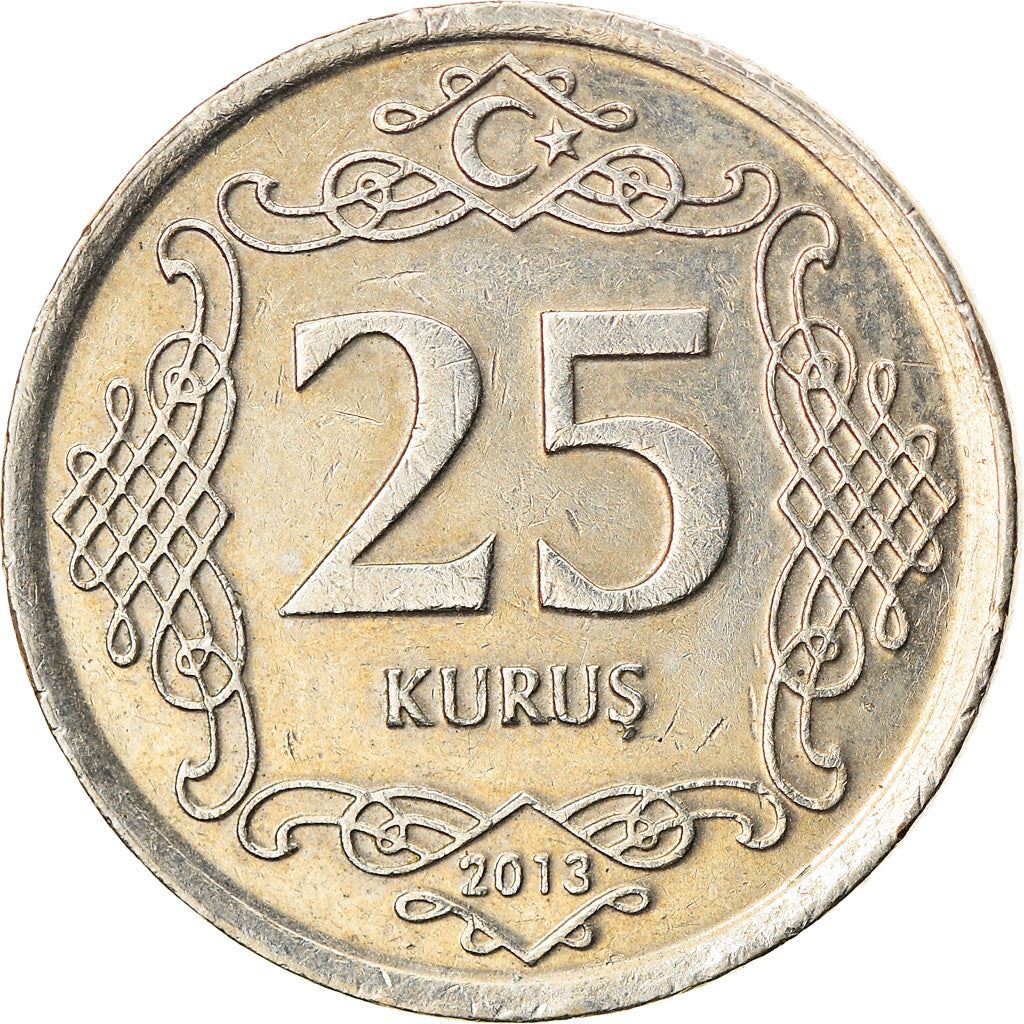 Turkey Coin Turkish 25 Kurus | President Mustafa Kemal Ataturk | Moon Star | KM1242 | 2009 - 2021