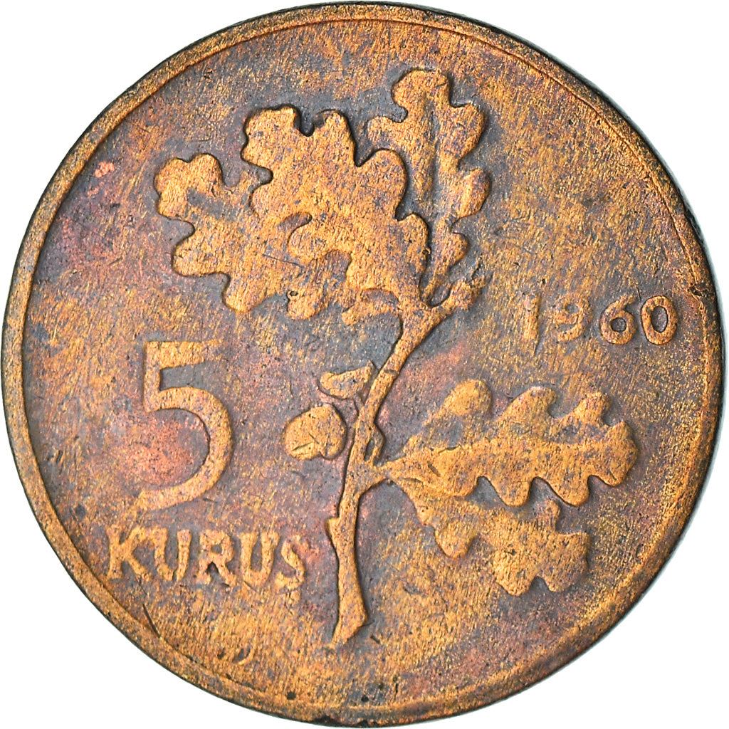 Turkey Coin Turkish 5 Kurus | Istanbul | Moon Star | KM890.1 | 1958 - 1974