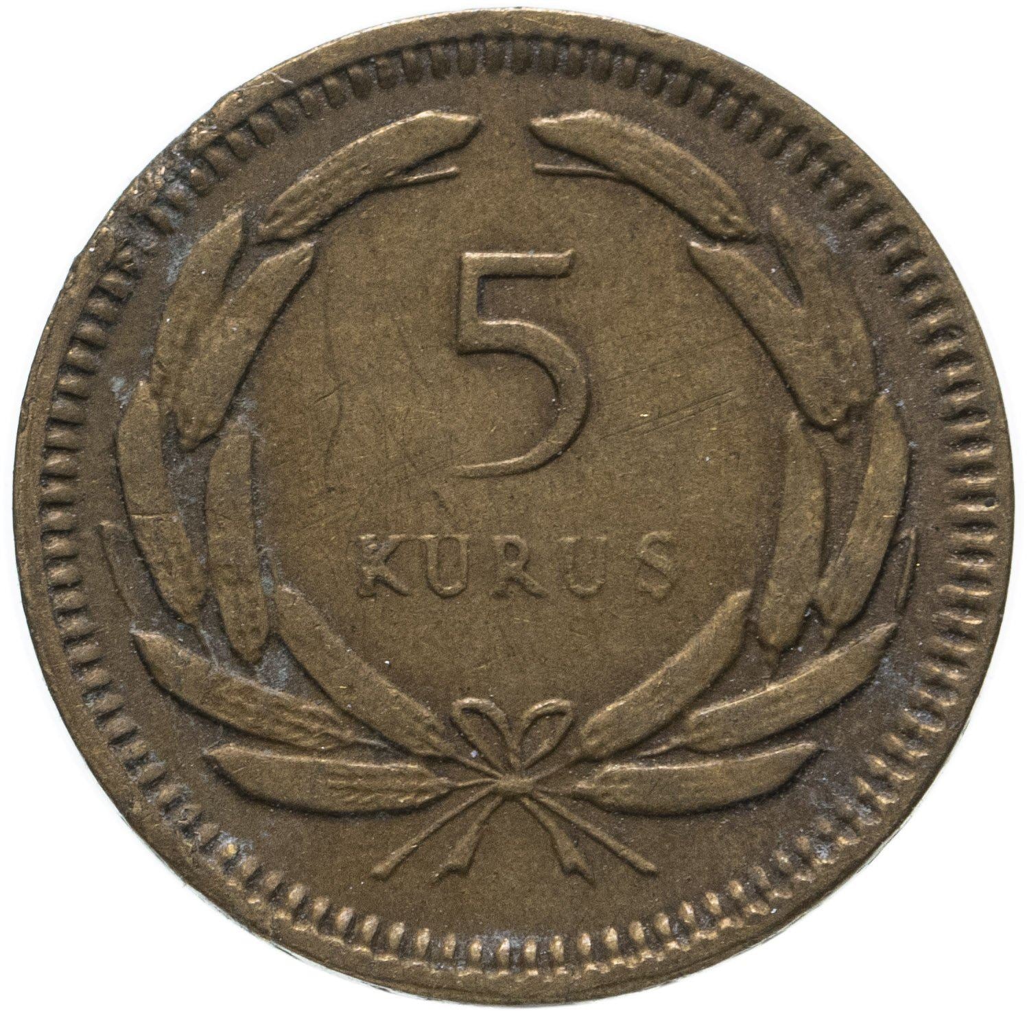 Turkey Coin Turkish 5 Kurus | Moon Star | Istanbul | KM887 | 1949 - 1957