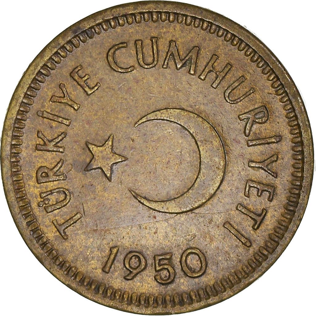 Turkey Coin Turkish 5 Kurus | Moon Star | Istanbul | KM887 | 1949 - 1957