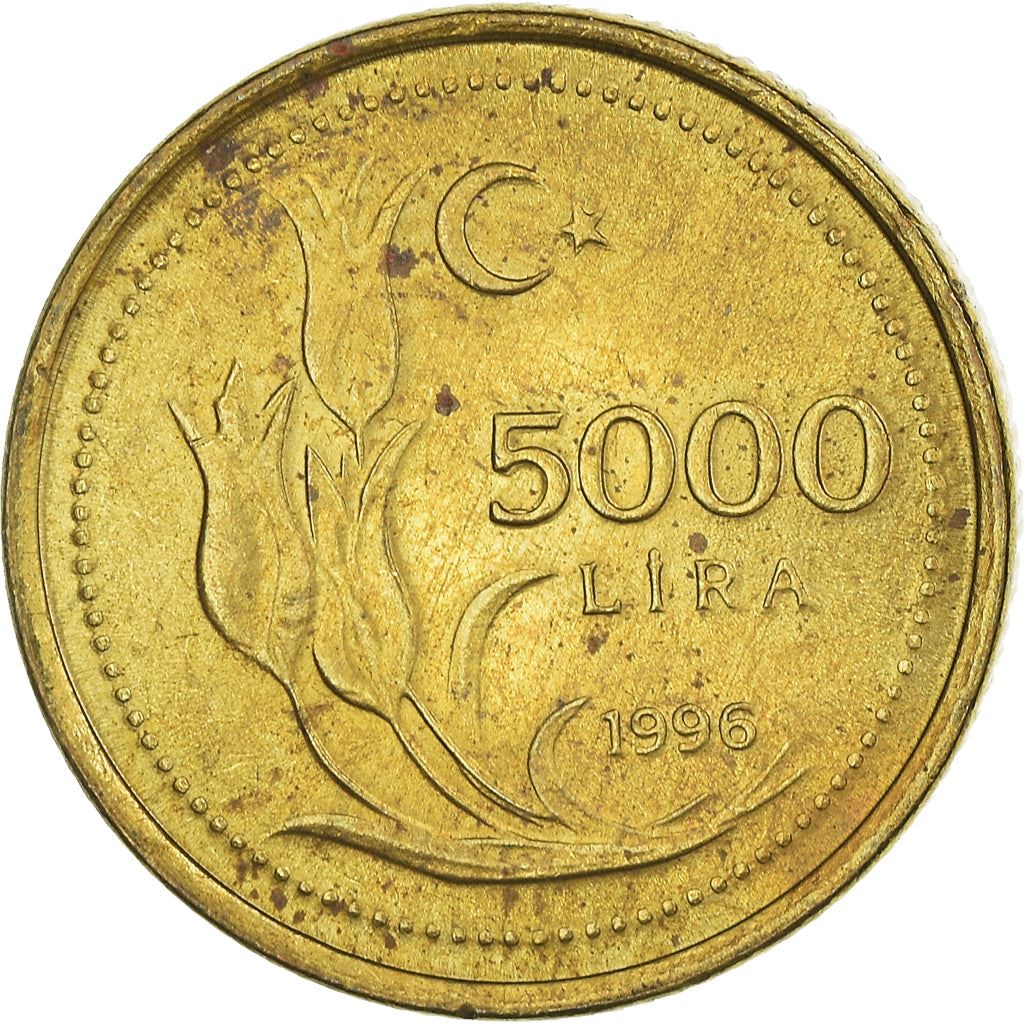 Turkey Coin Turkish 5000 Lira | President Mustafa Kemal Ataturk | Tulip | KM1029.1 | 1995 - 2000