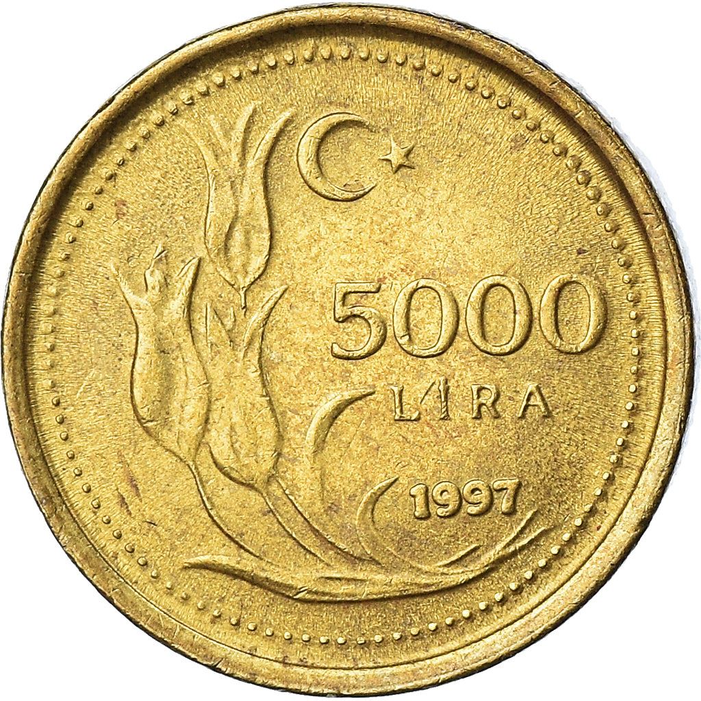 Turkey Coin Turkish 5000 Lira | President Mustafa Kemal Ataturk | Tulip | KM1029.1 | 1995 - 2000