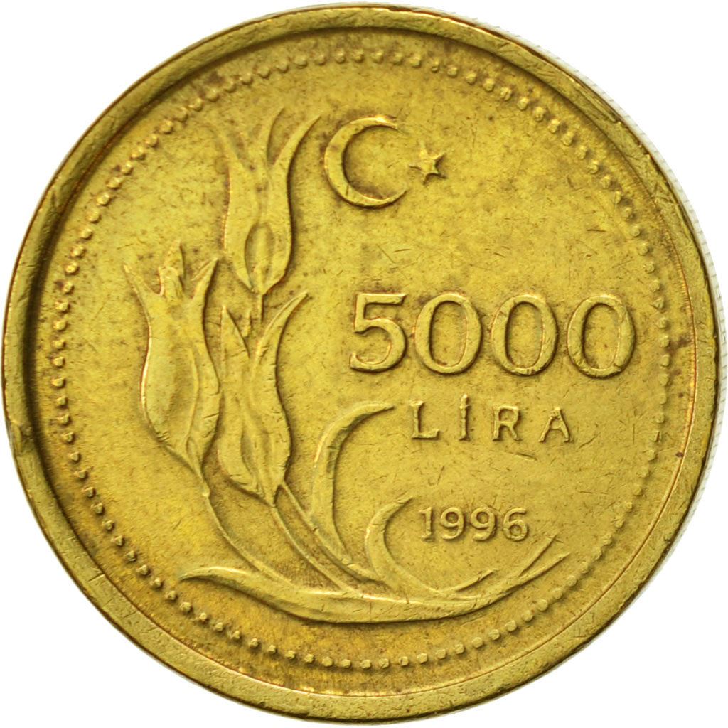 Turkey Coin Turkish 5000 Lira | President Mustafa Kemal Ataturk | Tulip | KM1029.1 | 1995 - 2000