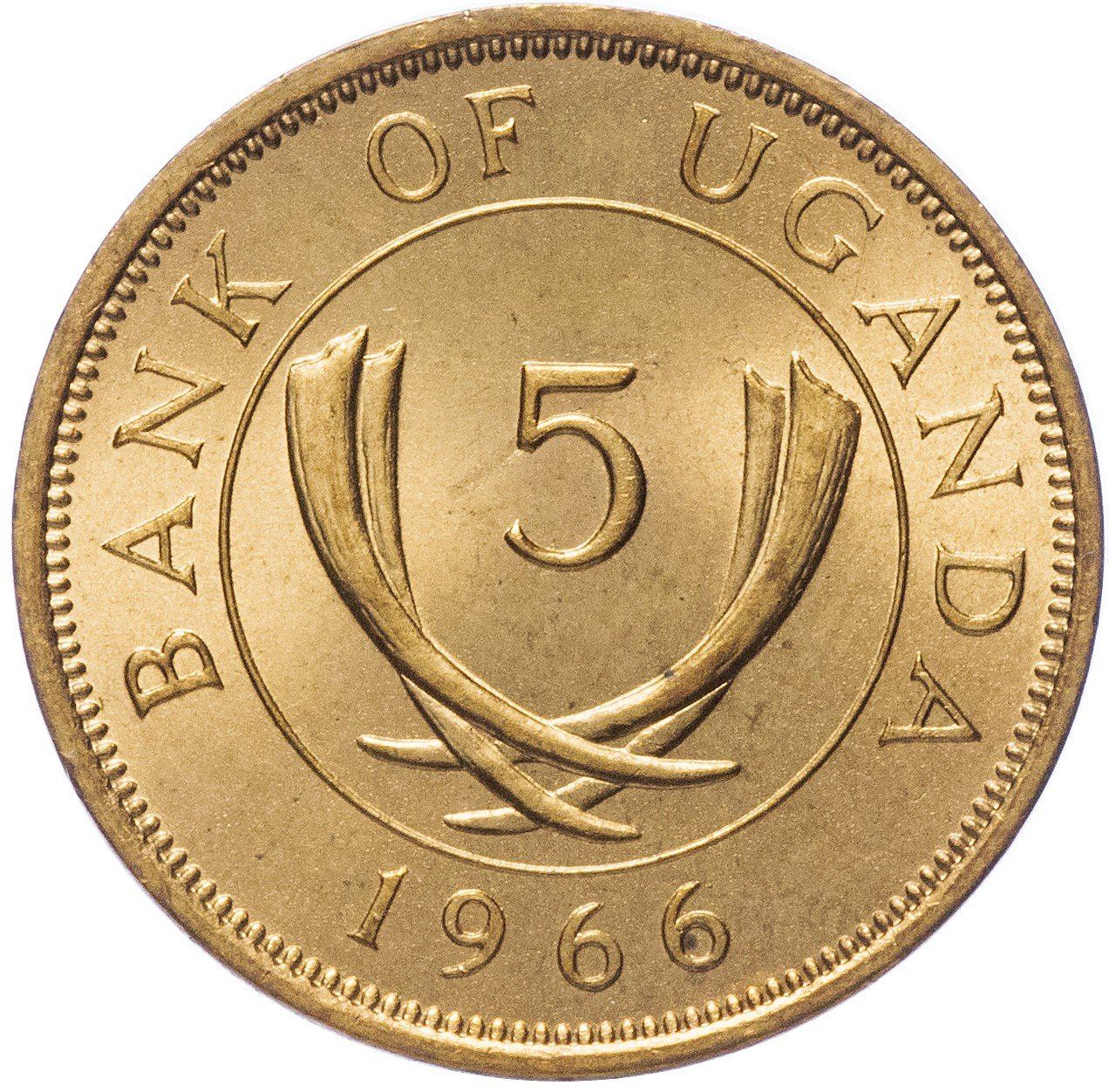 Uganda | 5 Cents Coin | KM1 | 1966 - 1975