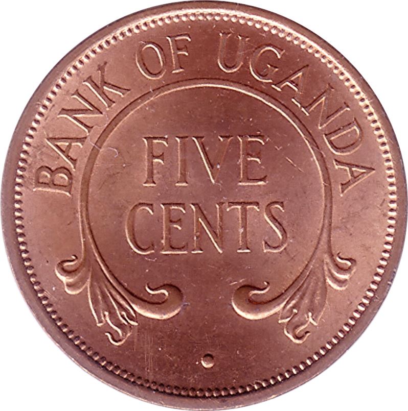 Uganda | 5 Cents Coin | KM1 | 1966 - 1975