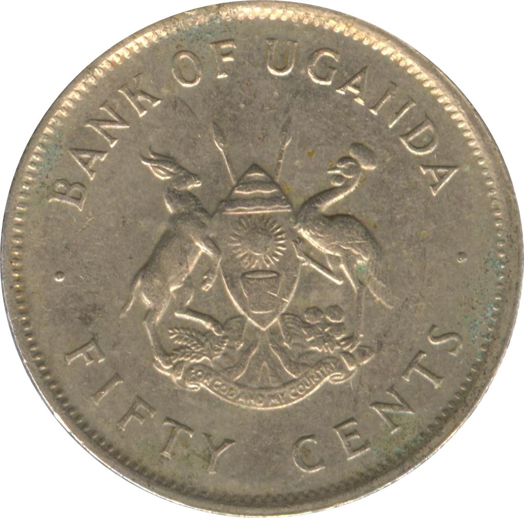 Uganda | 50 Cents Coin | Grey Crowned Crane | KM4a | 1976