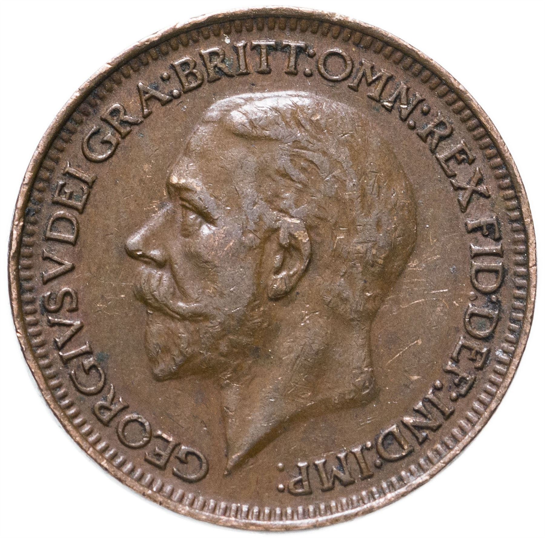 United Kingdom 1 Farthing - George V modified effigy | Coin KM825 1926 - 1936