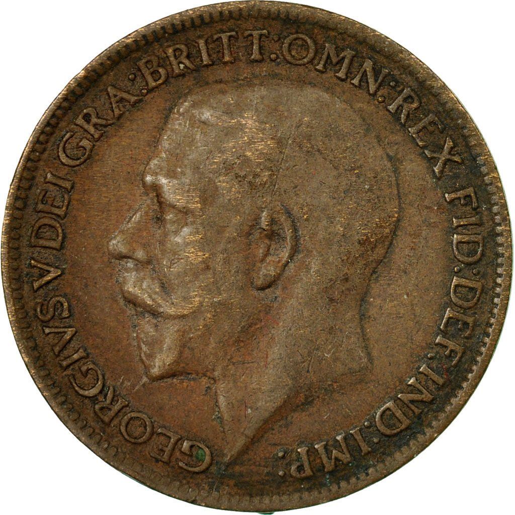 United Kingdom 1 Farthing - George V modified effigy | Coin KM825 1926 - 1936