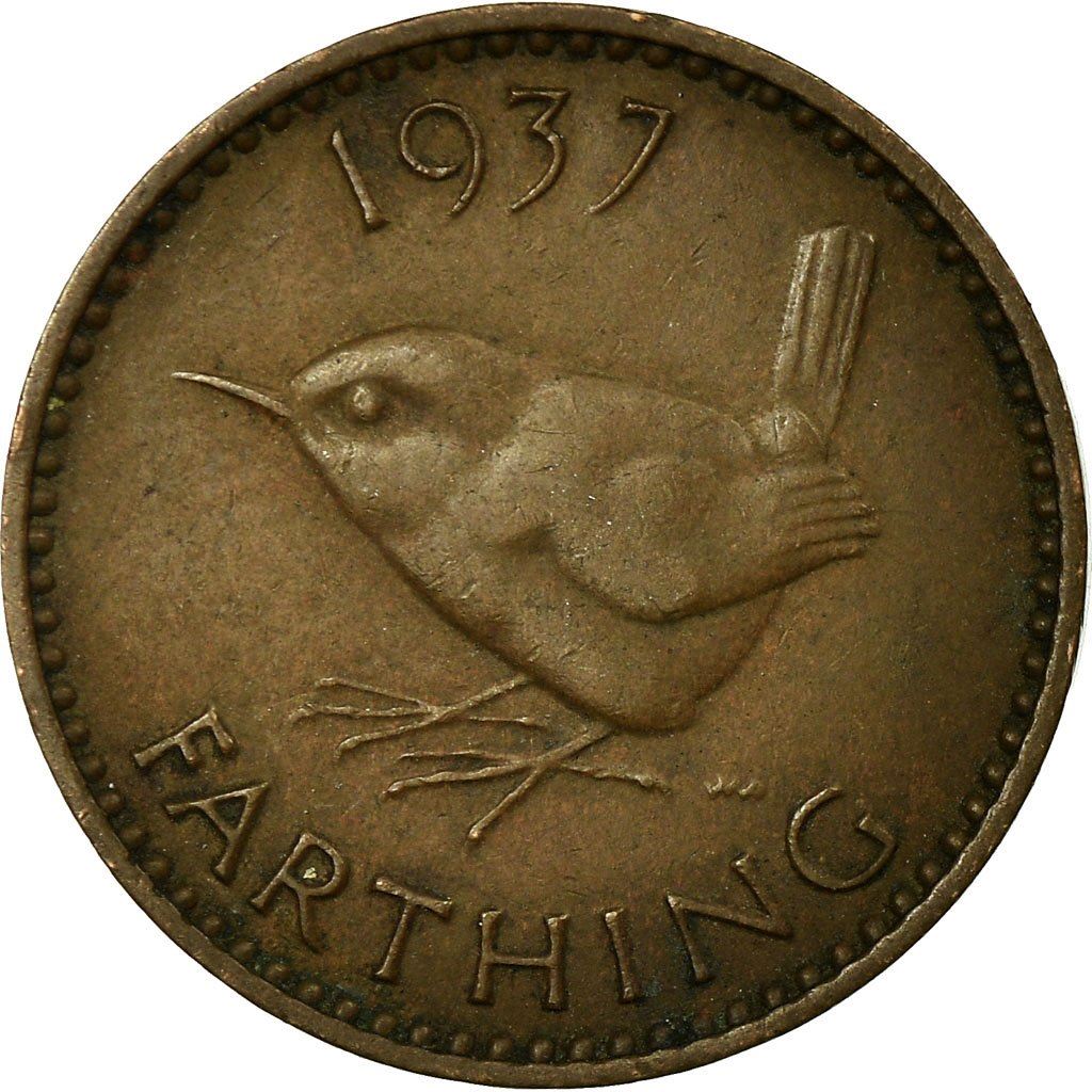 United Kingdom 1 Farthing - George VI with 'IND:IMP' | Coin KM843 1937 - 1948