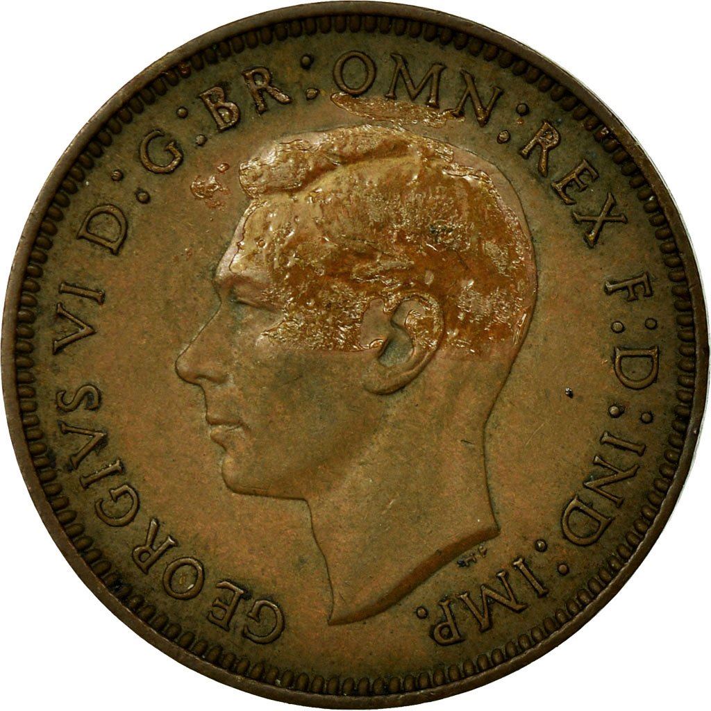 United Kingdom 1 Farthing - George VI with 'IND:IMP' | Coin KM843 1937 - 1948