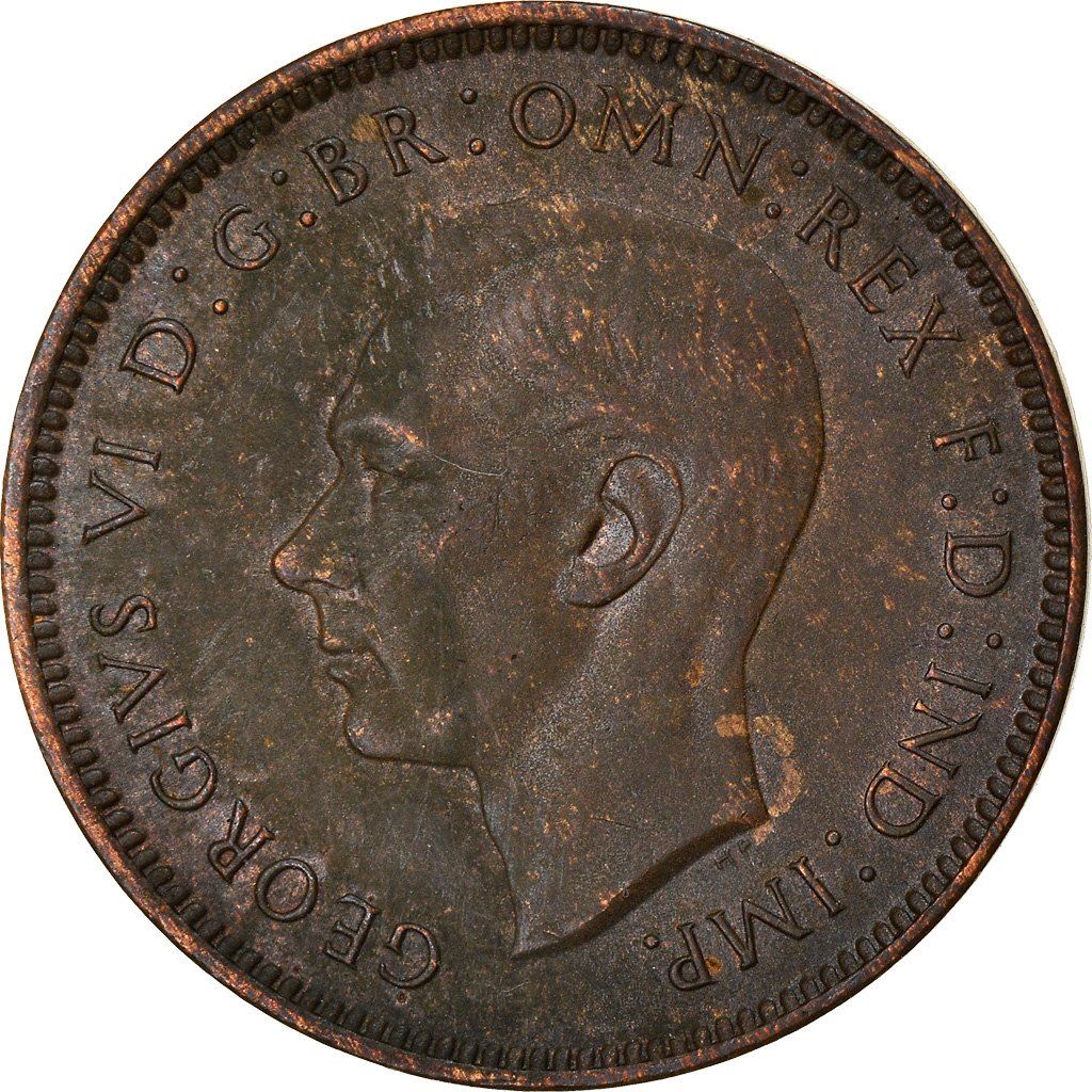 United Kingdom 1 Farthing - George VI with 'IND:IMP' | Coin KM843 1937 - 1948