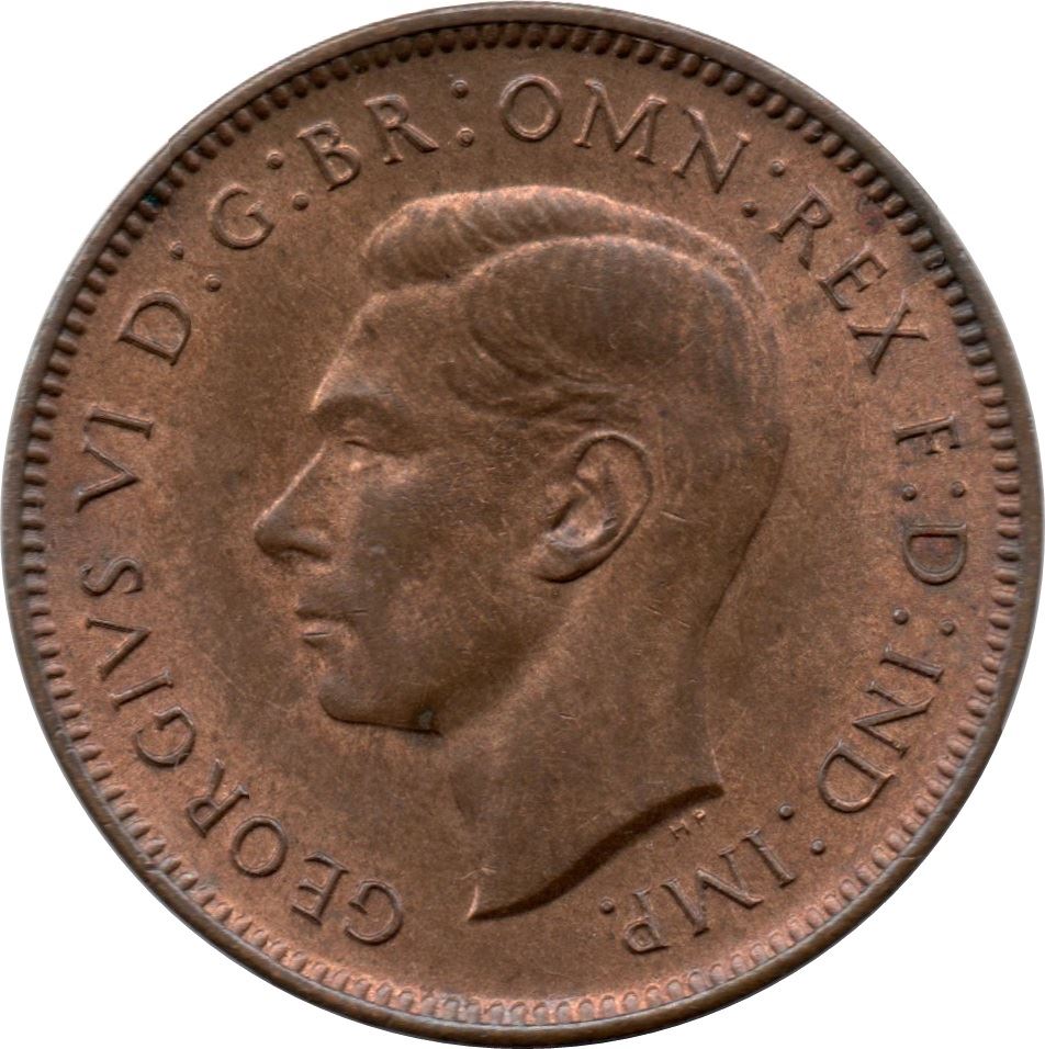 United Kingdom 1 Farthing - George VI with 'IND:IMP' | Coin KM843 1937 - 1948