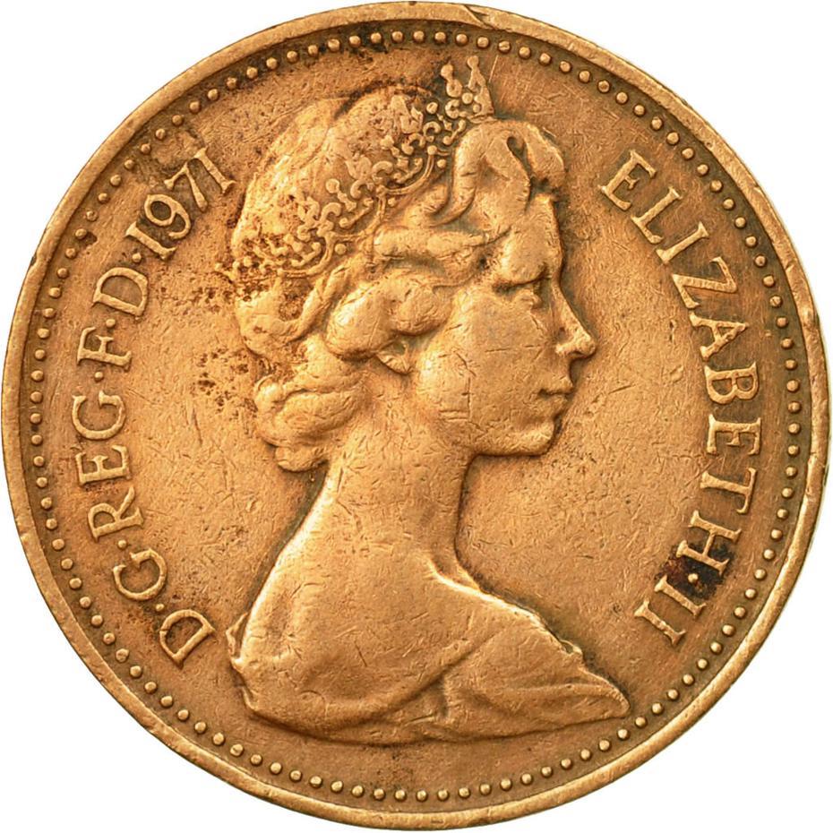 United Kingdom 1 New Penny - Elizabeth II 2nd portrait | Coin KM915 1971 - 1981