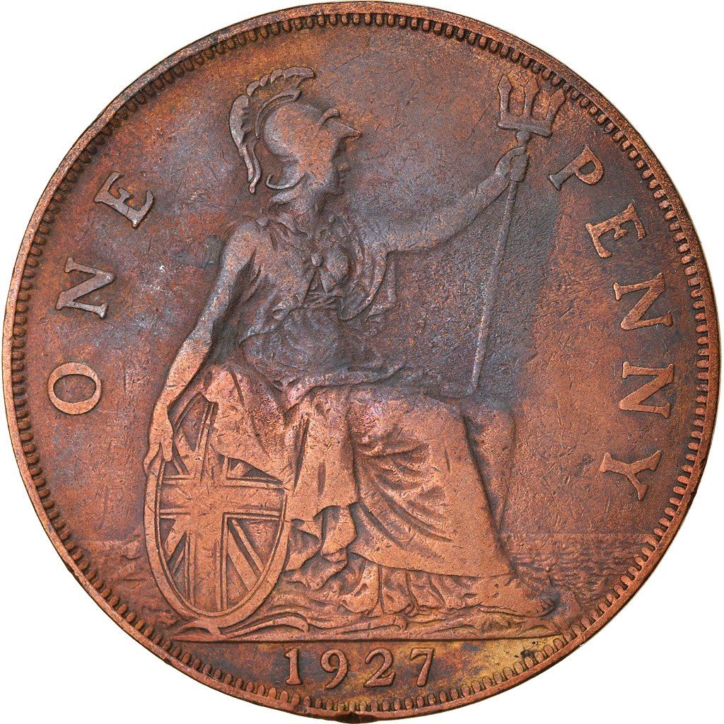 United Kingdom 1 Penny Coin | George V modified effigy | 1926 - 1927