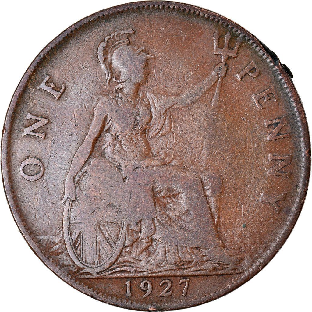 United Kingdom 1 Penny Coin | George V modified effigy | 1926 - 1927