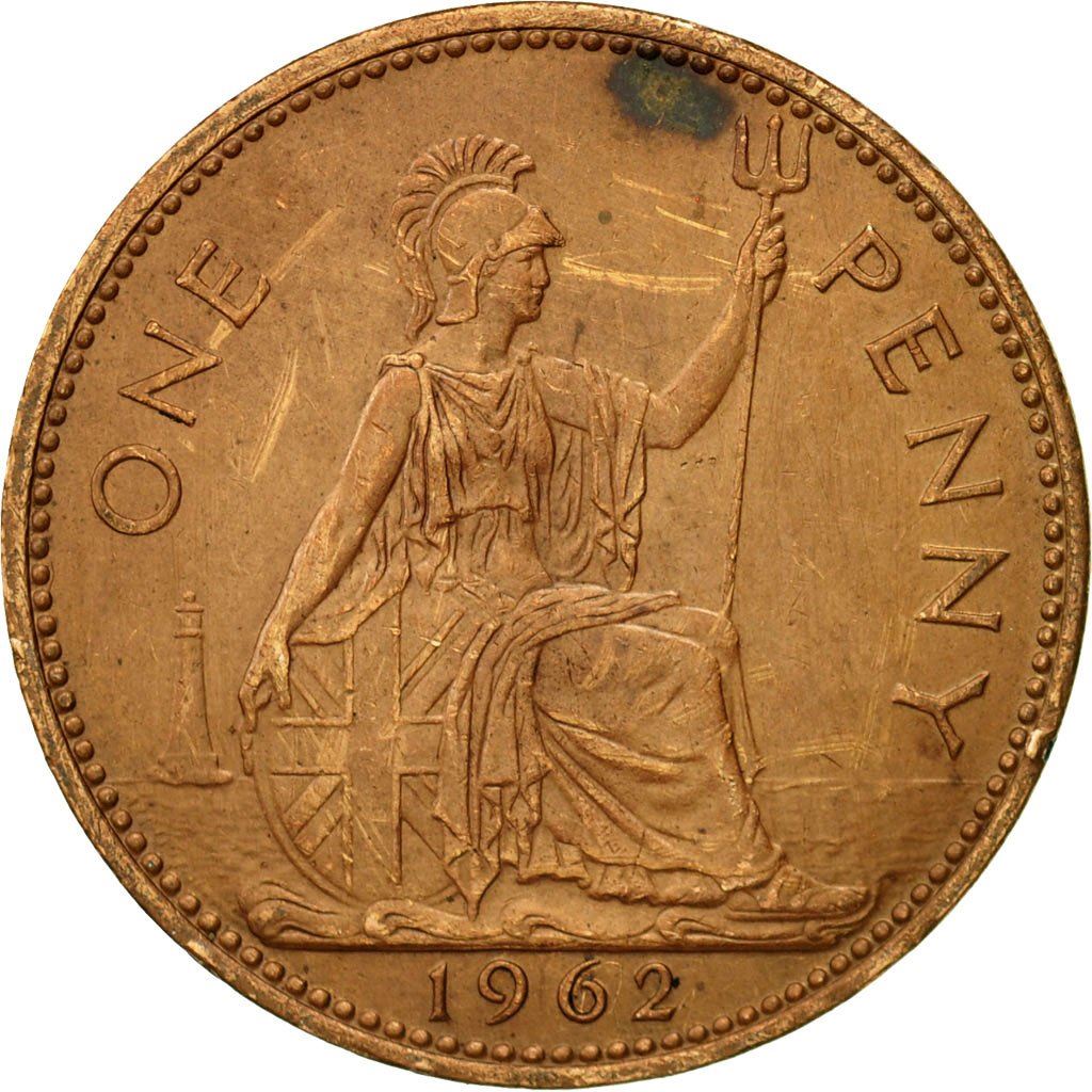 United Kingdom 1 Penny - Elizabeth II 1st portrait | without 'BRITT:OMN' | Coin KM897 1954 - 1970