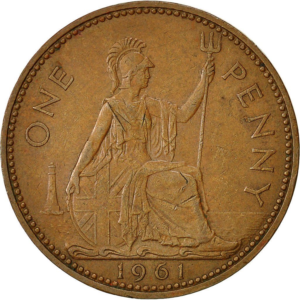 United Kingdom 1 Penny - Elizabeth II 1st portrait | without 'BRITT:OMN' | Coin KM897 1954 - 1970