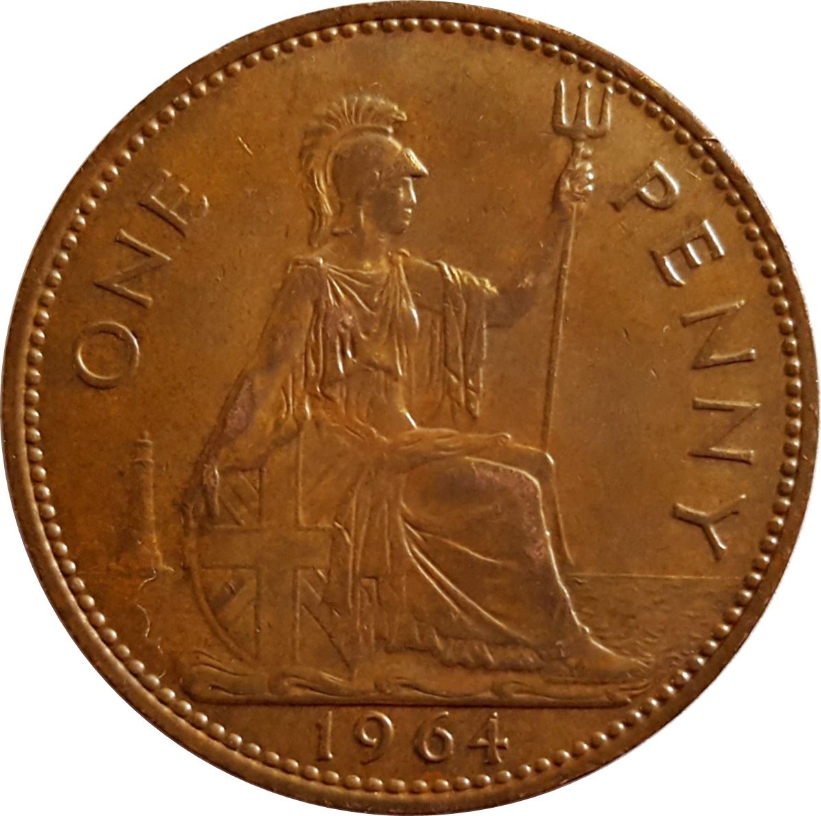 United Kingdom 1 Penny - Elizabeth II 1st portrait | without 'BRITT:OMN' | Coin KM897 1954 - 1970