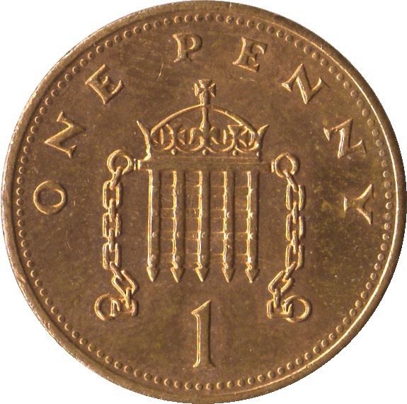 United Kingdom 1 Penny - Elizabeth II 3rd portrait | non-magnetic | Coin KM935 1985 - 1992