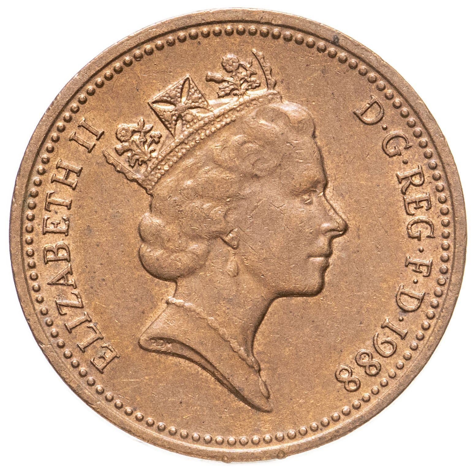 United Kingdom 1 Penny - Elizabeth II 3rd portrait | non-magnetic | Coin KM935 1985 - 1992