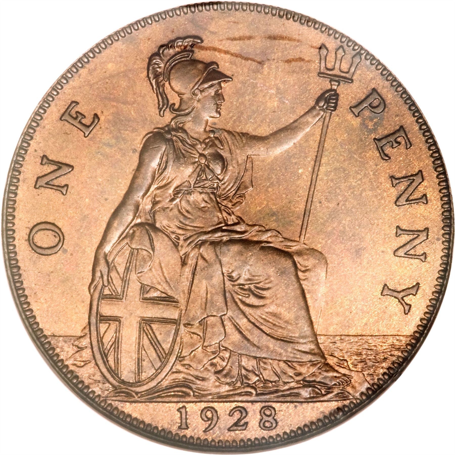 United Kingdom 1 Penny - George V smaller portrait | Coin KM838 1928 - 1936