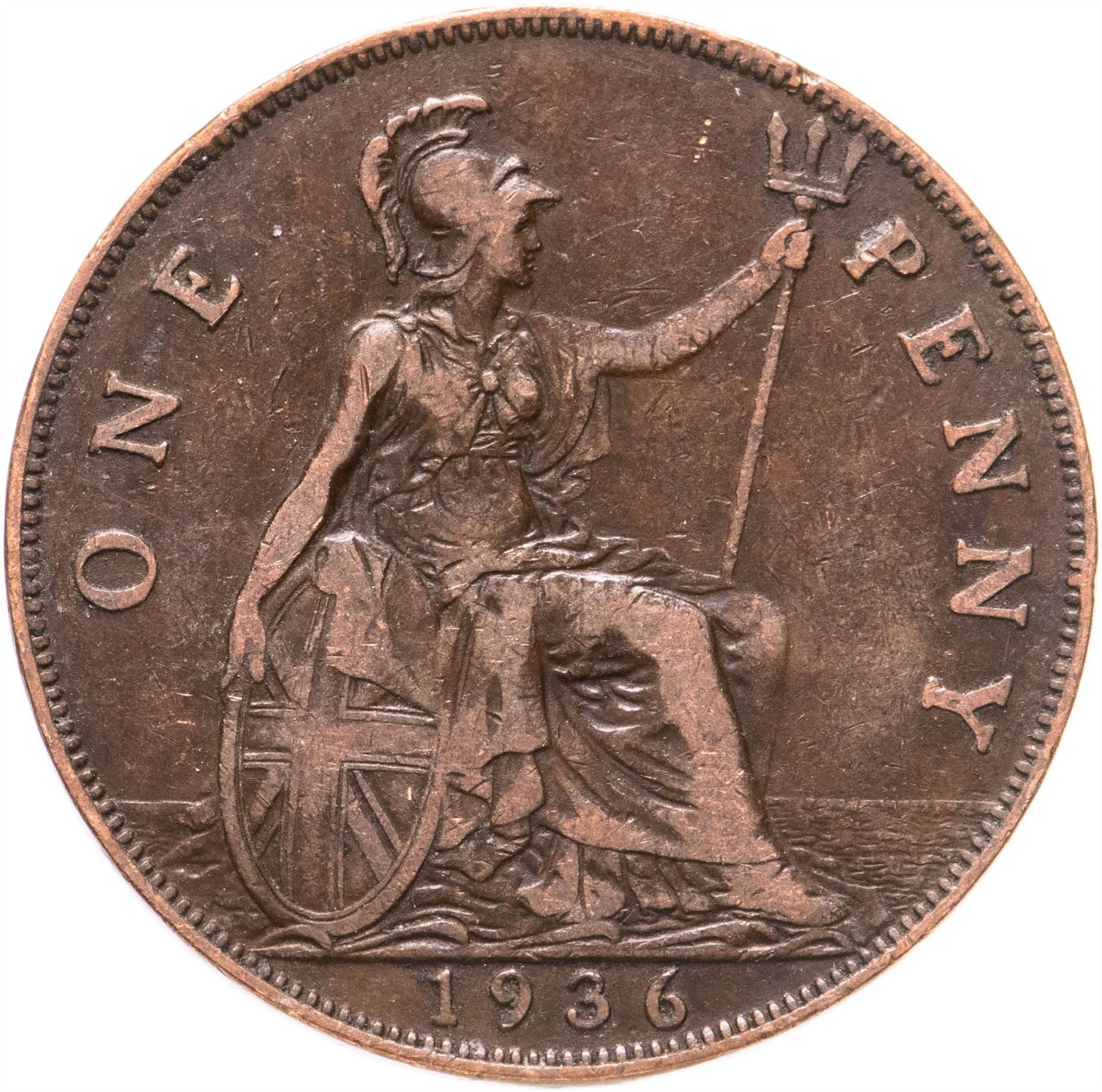 United Kingdom 1 Penny - George V smaller portrait | Coin KM838 1928 - 1936