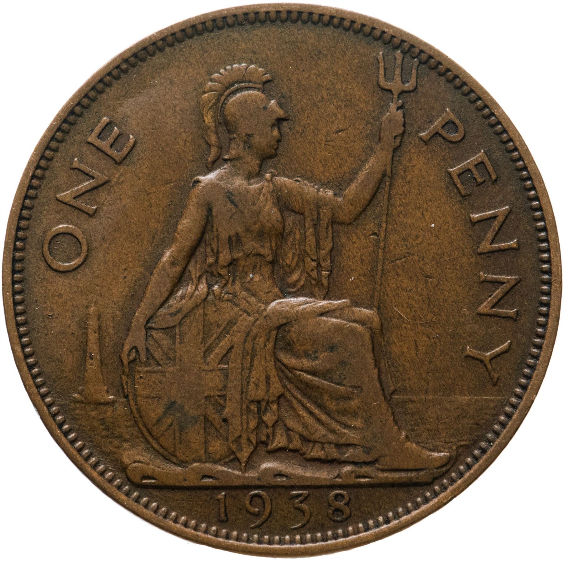 United Kingdom 1 Penny - George VI with 'IND:IMP' | Coin KM845 1937 - 1948